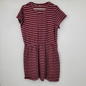 Old Navy Short Sleeved Cinch Waist Red Striped Shirt Dress Size XL
